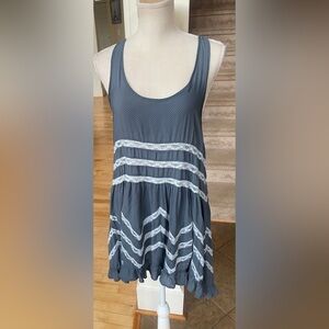 Free People Voile & Lace Trapeze Dress in Storm Combo- Size Medium